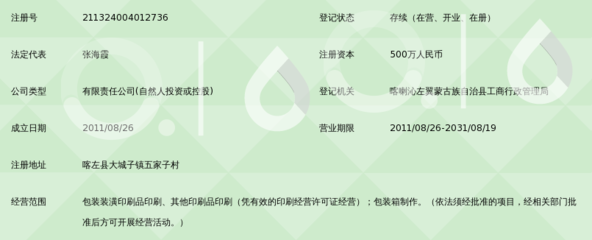 喀左县万豪包装装潢印刷制品
